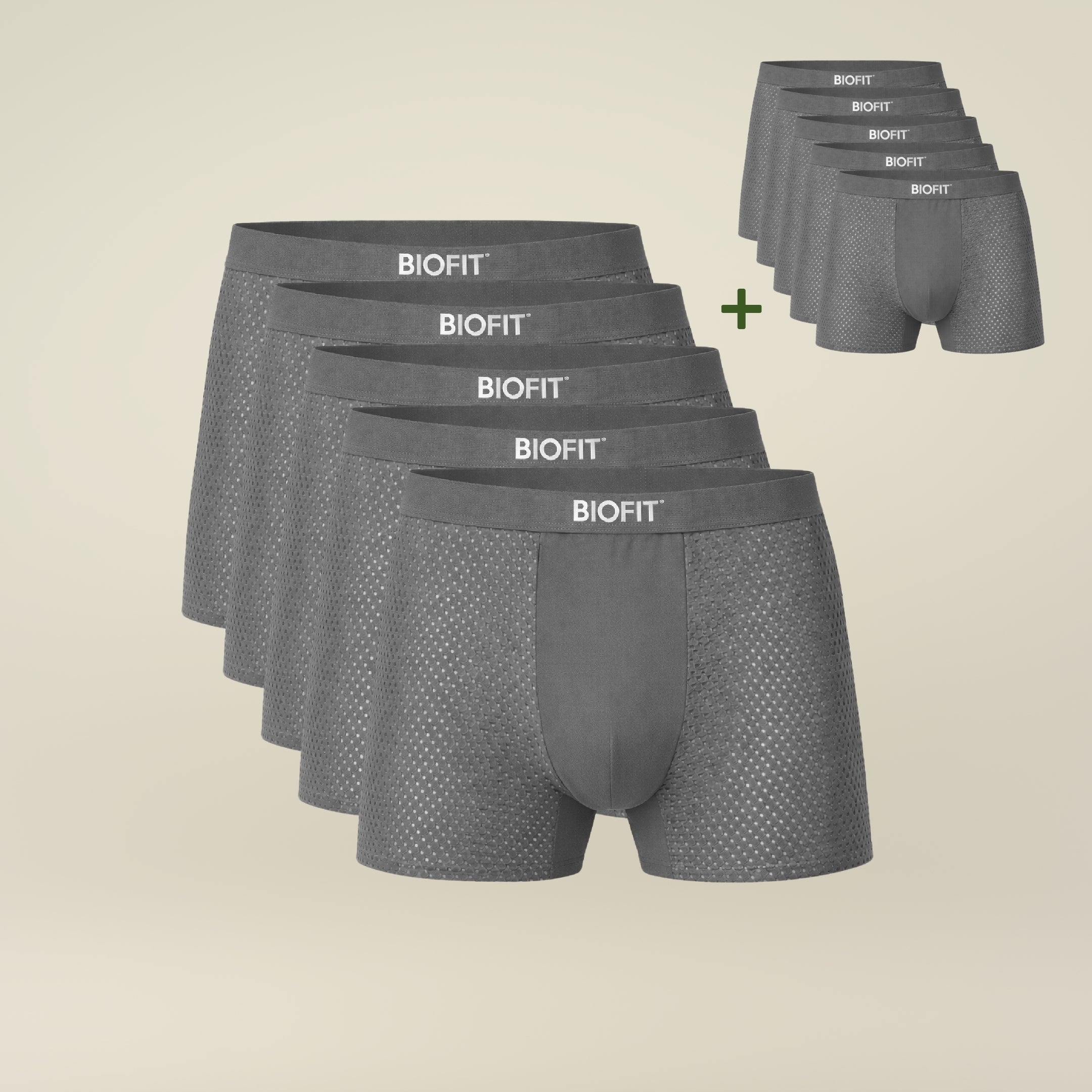 BIOFIT® Essentials Boxer Trunks 5-Pack Grey | + 5 FREE